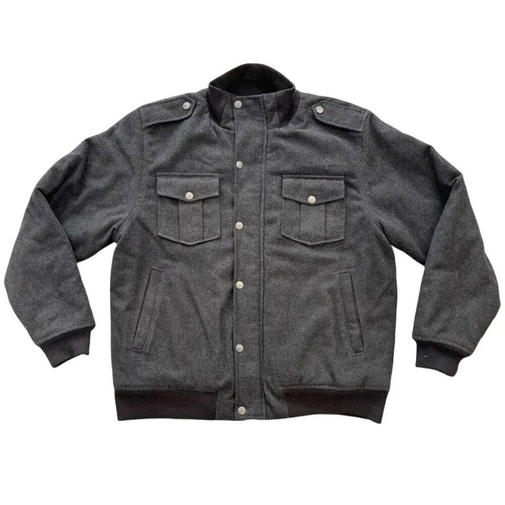 JOE WHISTLER Wool Blend Quilted Bomber Jacket Military Utility Field Y2K MEN'S M